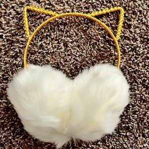 Cat Ears Fluffy White/Gold EarMuffs